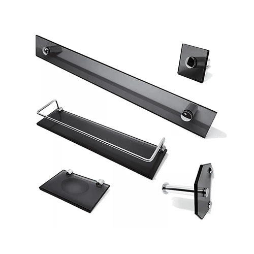 CP- Kit Banheiro Luxo reto Fume (5 pç)